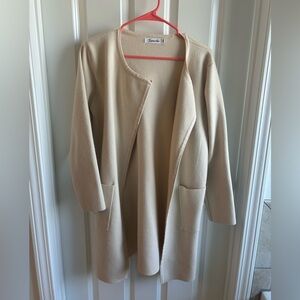 Camilla Open-Front Cream Longline Sweater Coat